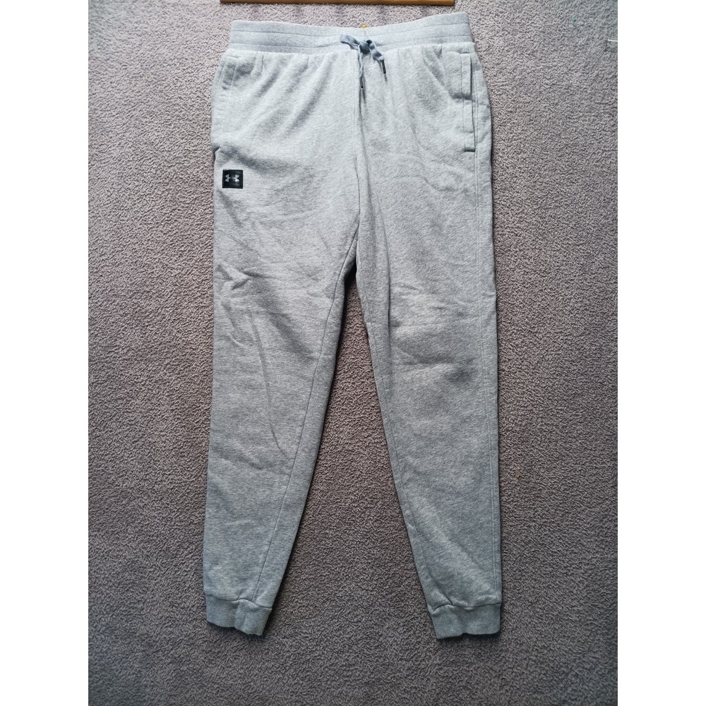 Under Armour Men's Gray Jogger Sweatpants Drawstring Cuffed Size L